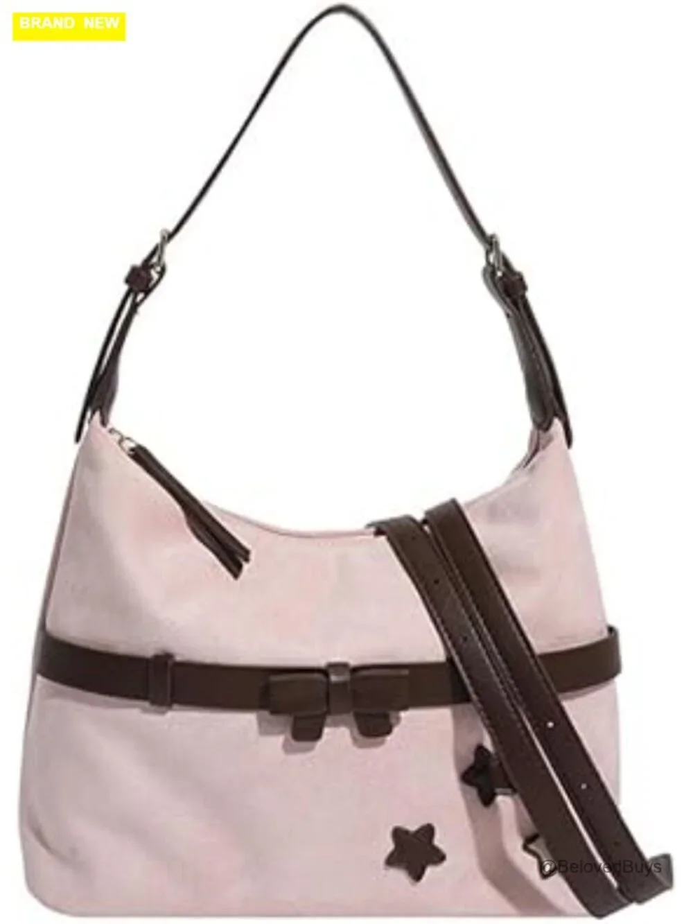 Faux Suede Tote Handbag Hobo Satchel Crossbody Bag Slouchy Shoulder Purse